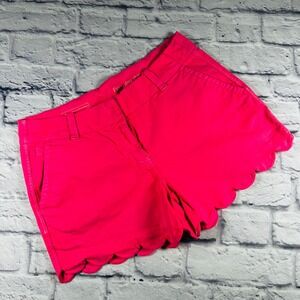 Vineyard Vines Womens Pink Scalloped Hem Every Day Shorts Size 6 Cotton Stretch